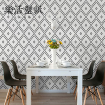 Nordic style white black and white geometric Diamond Lattice wallpaper bedroom clothing store living room wallpaper modern simplicity