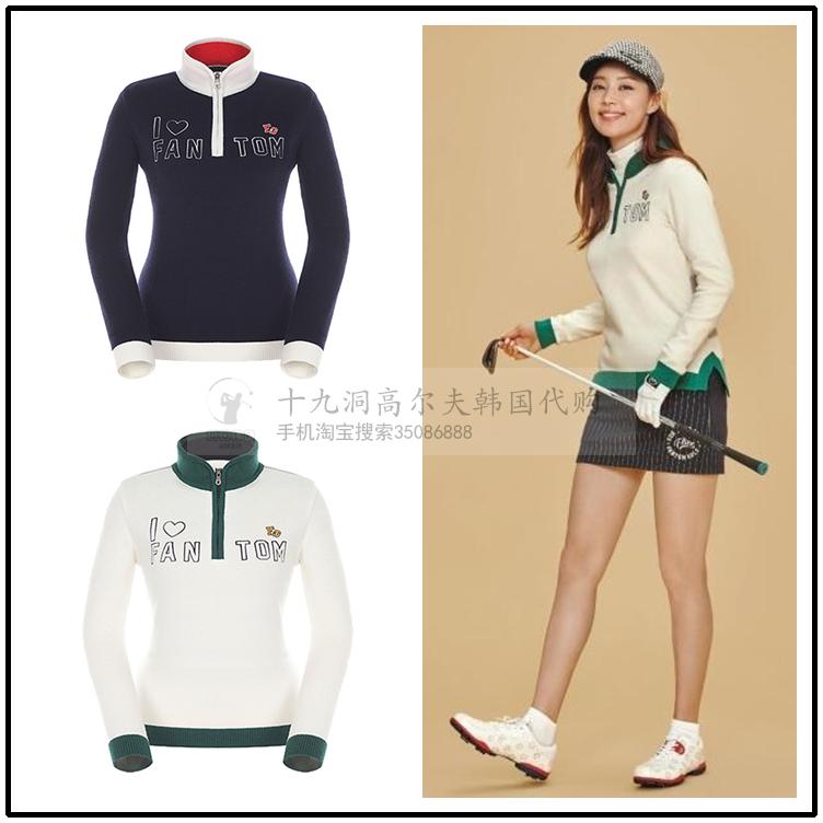 Hàn quốc mua FANTO * golf 2017 mùa thu ladies vòng cổ đan thêu dài tay áo len thể thao áo len áo len bé trai