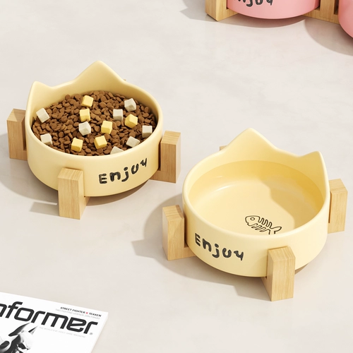 Кошачья чаша керамическая кошачья продукт питания чаша для питомца пить вода чаша пищевая чаша интегрированная кошачья рисовая чаша для собак нелегко использовать шею, чтобы защитить шею