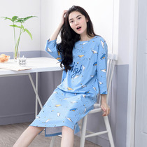 Golden Sarah spring and autumn and winter cotton night dress womens pajamas casual pullover womens autumn long-sleeved night dress loose cotton