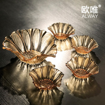 Modern living room fruit plate crystal glass fruit plate living room household modern creative Nordic fruit plate art plate