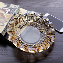 Euroonly Big Number Crystal Glass Ashtrays Plated Gold Ashtrays Large Smoke Cylinder Living-room Office Ashtrays