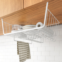 Kitchen hanging basket storage artifact hanging cabinet cling film wall rack wardrobe layered finishing rack
