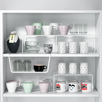 Cabinet cup holder glass storage rack hanging multifunctional nail-free water cup rack drain multi-layer upside-down cabinet