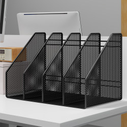 Desktop Bookshelf Student Desk Metal Book Stand Storage Rack Office File Organizer Desk Book Holder Fixed Book Office Desk Vertical File Frame Office Supplies Multi-Column Workstation Organizer Box