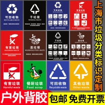 Shanghai waste classification delivery guide Poster Wet waste Dry waste label Regulations on the Management of Domestic Waste Hazardous waste Recyclable waste trash classification identification sticker