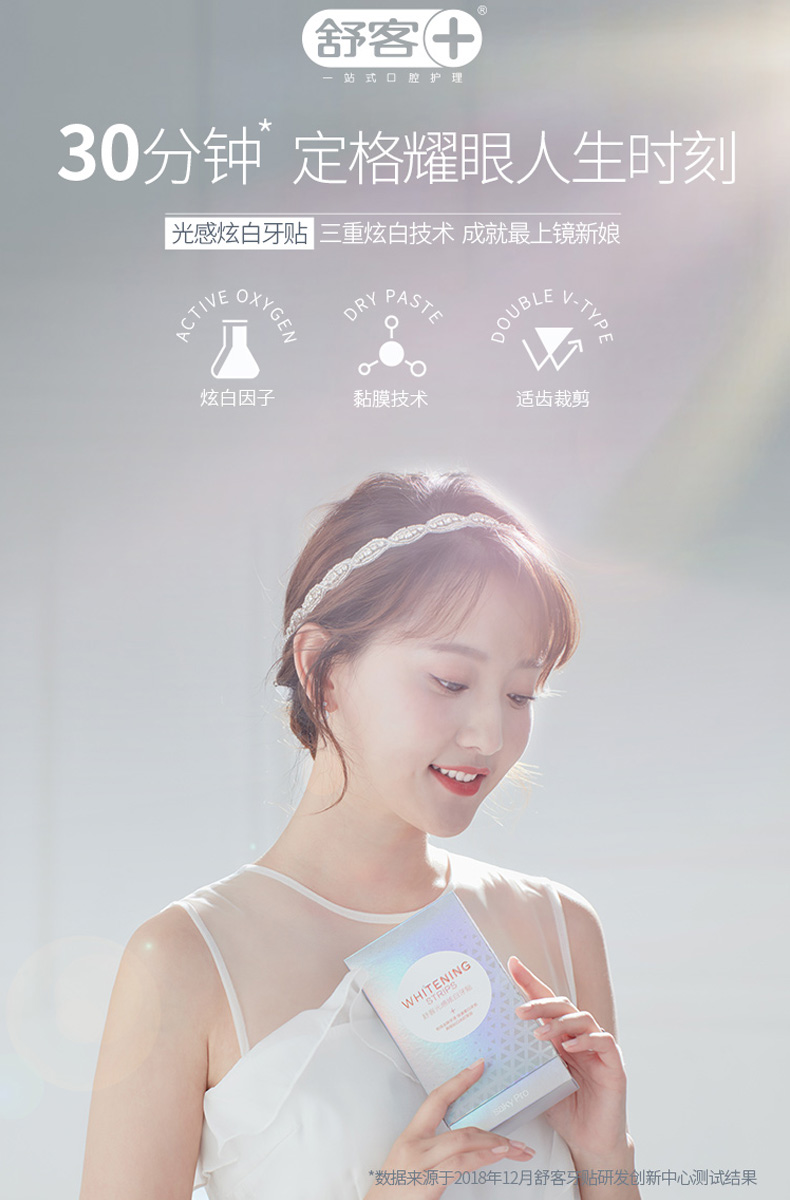 舒客 光感炫白美白牙贴 去黄快速美白28贴 图1