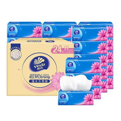 维达超韧抽纸M码120抽24包