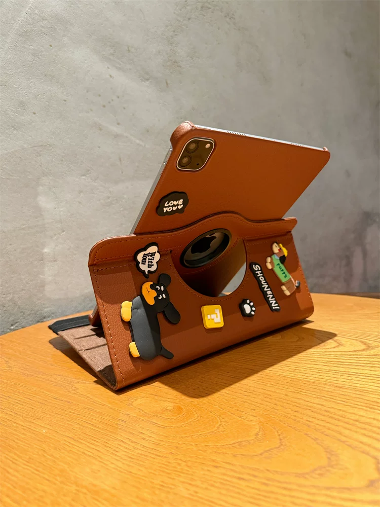 Чехол из натуральной кожи Dachshund 360° вращающийся, подходит для iPad 11, защитный чехол 10.2 дюйма с карманом для стилуса, Apple Air 4/5, чехол для планшета 10.9, flip-top, против сгибания, mini67 подставка, против падения