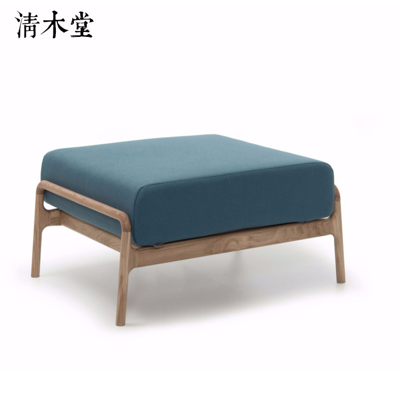 Solid wood software footrest Qingmutang new Chinese-style minimalist footstool living room sofa with removable and washable footrest