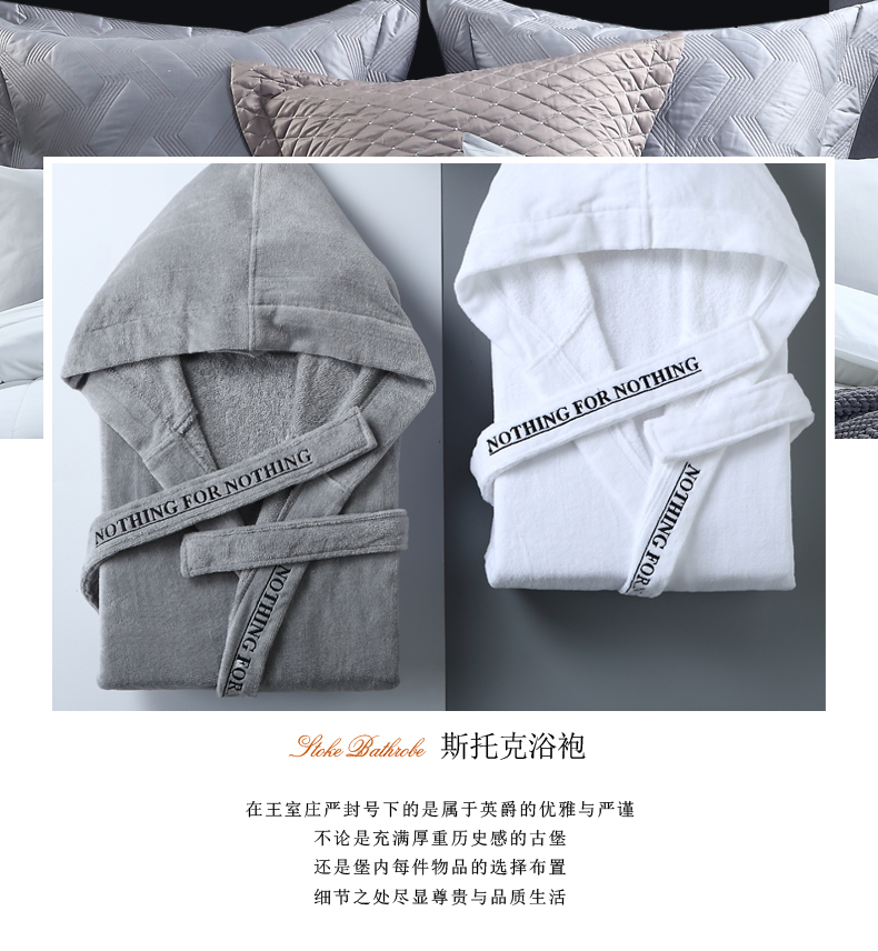 Khách sạn năm sao áo ngủ nam và nữ áo choàng cotton chất liệu khăn choàng đôi áo choàng trùm đầu dài mùa hè thấm ướt phần mỏng - Khăn tắm / áo choàng tắm bộ khăn tắm