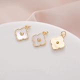 Позолоченный белый цирконий, кролик, подвеска, аксессуар с аксессуарами, 14 карат, золотой цвет, с медвежатами, четырехлистный клевер, «сделай сам»