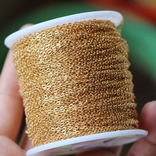 Модернизированная плоская О-образная цепочка из 14-каратного настоящего золота с медным покрытием, сохраняющая цвет, аксессуары для ювелирных цепей ручной работы, полуфабрикат