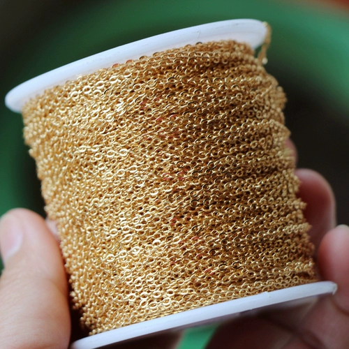 Модернизированная плоская О-образная цепочка из 14-каратного настоящего золота с медным покрытием, сохраняющая цвет, аксессуары для ювелирных цепей ручной работы, полуфабрикат