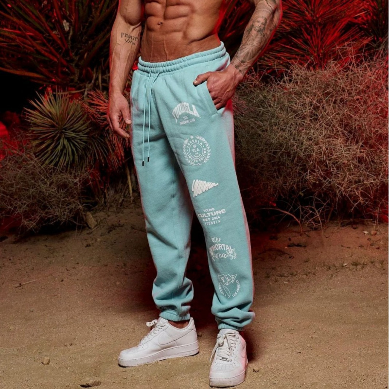 Youngla Jogging Sports Pants for Men, European and American Style, Extended Length, Cuffed Ankles, Casual Fitness Long Pants, American-Style Training Pants