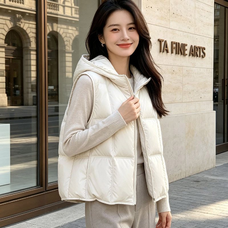 Down Vest for Women, Duck down Outerwear with a Stylish Korean Design, Winter Sleeveless Jacket, down Coat Down Vest for Women, Duck down Outerwear with a Stylish Korean Design, Winter Sleeveless Jacket, down Coat