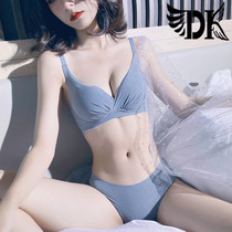 Red bra set underwear womens small breasts gathered to collect breasts without steel ring sexy seamless birth year underwear underwear