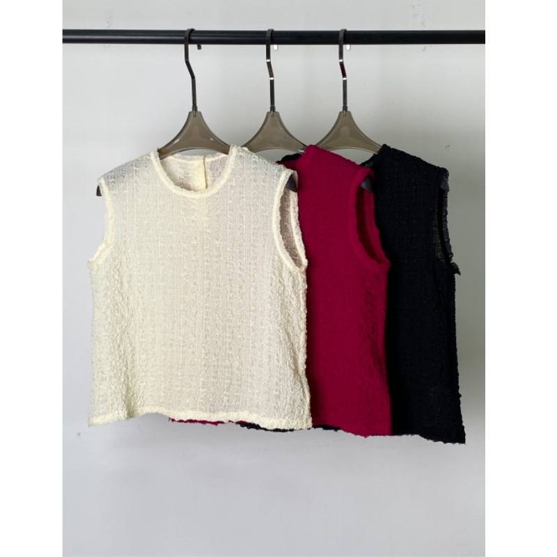 Shenzhen Yipin 2026 Summer New Fashion Round Neck Bubble Wrinkle Versatile Casual Silk Sleeveless Vest Top for Women Shenzhen Yipin 2026 Summer New Fashion Round Neck Bubble Wrinkle Versatile Casual Silk Sleeveless Vest Top for Women