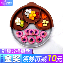 miniware Baby partition plate Baby child partition plate Drop-proof one-piece silicone tableware