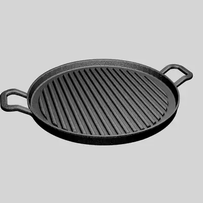 Honglang thickened cast iron striped barbecue tray uncoated non-stick steak frying pan household steak barbecue flat bottom commercial