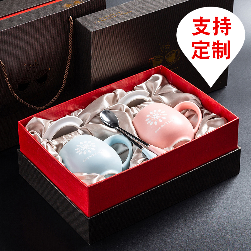 Ceramic Cup Creative Mark Cup Cartoon Lovers Mug Cup Relief Laser Engraved with cover spoon Custom LOGO
