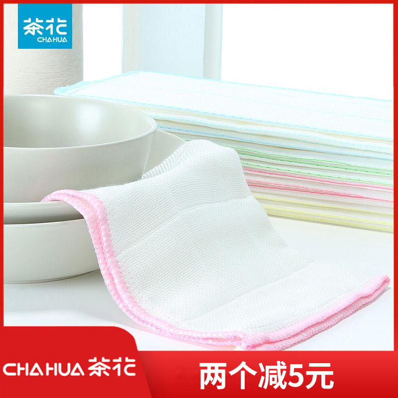 Tea flower dishcloth Bamboo fiber Go to oil rag Home cleaning Kitchen Decontamination towels Absorb Water Without Dropping hair towels