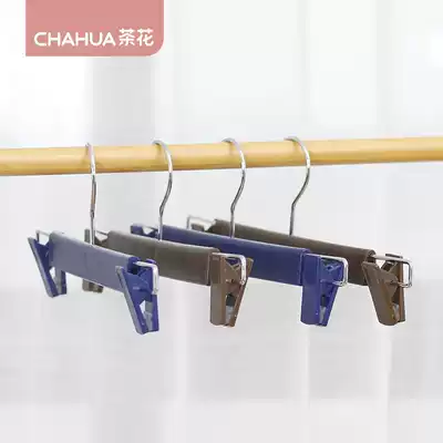 Camellia plastic trouser clip Drying hanger trouser rack Clothing store trouser hanger trouser clip Telescopic hanger adult skirt rack clip