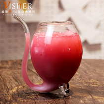 Creative vampire Cup ins Net red suction tube Cup long mouth crystal wine beer glass personality cocktail Cup
