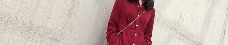 Áo sơ mi dài tay sang trọng mùa thu 2018 của phụ nữ mới váy đỏ thắt eo dài tay áo retro tình yêu đầu tiên 	váy nịt eo	