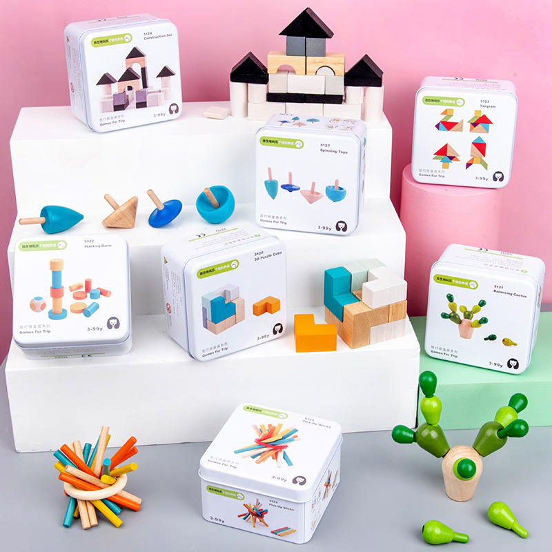 Children's Puzzle Magic Cube Jigsaw Puzzle Building Top Iron Box Baby Early Teaching Aids Cognitive Male Girl 1-2-3-year-old Toys