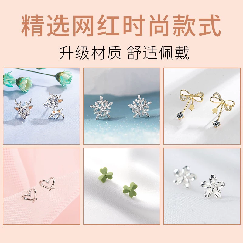 Earrings, set, Birthday gift, 925 sample silver, high-quality style