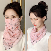 Sunscreen veil ice silk face cover face cover small silk scarf women Joker ear scarf cover neck scarf thin