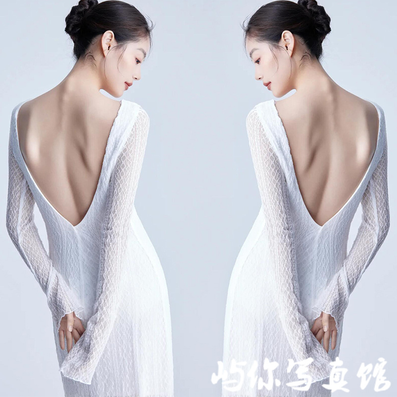 Photo Studio New Style Personal Portrait White Simple Dress Mature High-End Artistic Photo Shoot Photography Clothing
