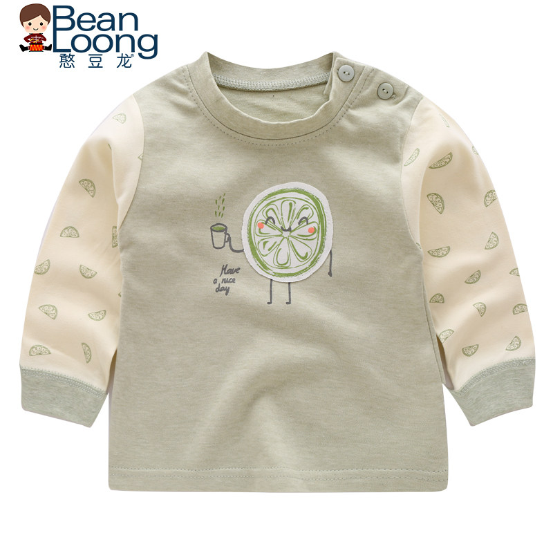 Bean dragon baby cotton spring and autumn one-piece top baby round neck bottoming cardigan autumn clothes boys and girls underwear