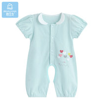 Bean dragon baby short sleeve jumpsuit male and female children summer thin cotton climbing clothes children open gear one-piece clothes