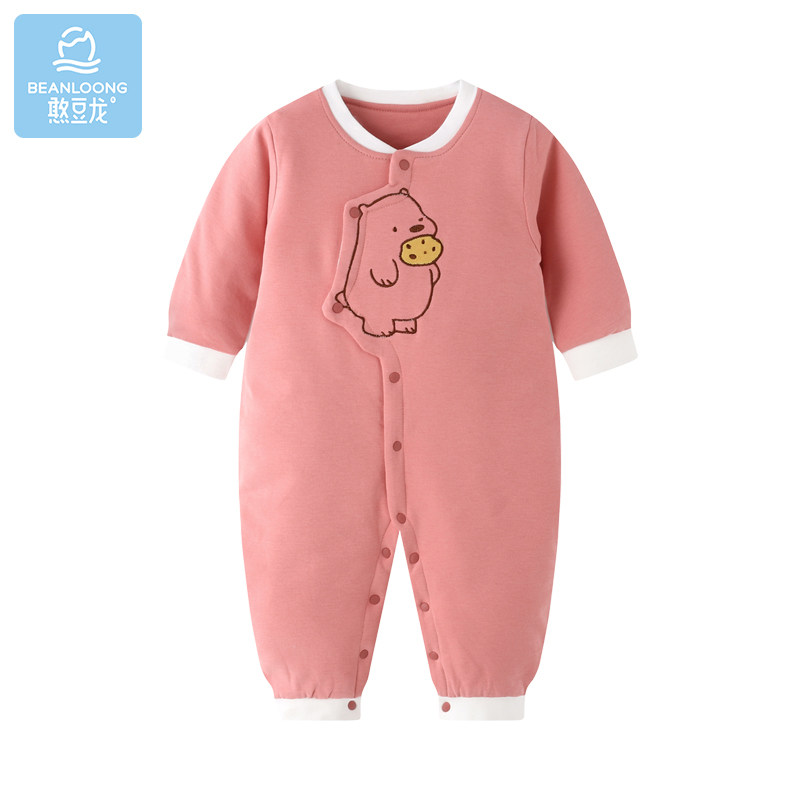 Bean dragon baby cotton clothing pure cotton autumn and winter thick models one-piece romper baby spring and autumn padded warm clothing winter climbing clothing