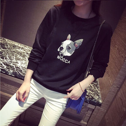 秋冬新款少女学生装卡通印花加绒卫衣女韩版潮宽松显瘦加厚外套