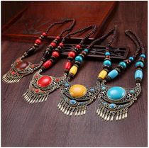 Tibetan dance Yunnan ethnic style Tibetan jewelry Pendant necklace Sweater chain pendant Dance performance Tibetan jewelry headdress pendant