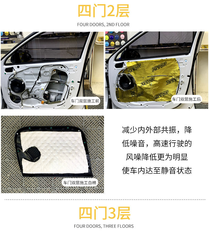 Car sound insulation anti-vibration board sound insulation cotton material four-wheel sound absorption cotton four-door car modified door noise reduction sticker self-adhesive