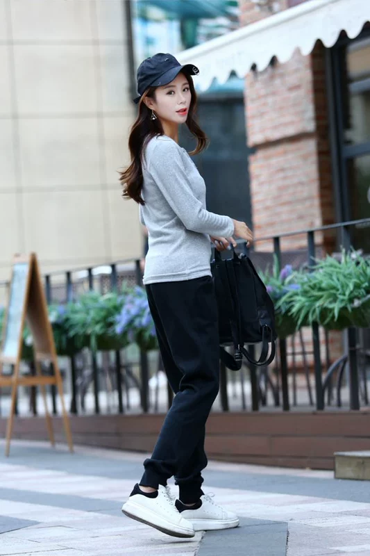 [Đặc biệt hàng ngày] Quần thể thao nữ quần cotton cotton co giãn thường xuyên Quần Harlan Wei cộng với nhung dày mùa thu đông