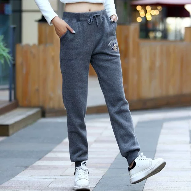[Đặc biệt hàng ngày] Quần thể thao nữ quần cotton cotton co giãn thường xuyên Quần Harlan Wei cộng với nhung dày mùa thu đông