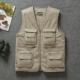 Trung niên xuân và mùa thu ngoài trời nhiều túi nam cotton thoáng khí vest vest vai câu cá phóng viên vest vest