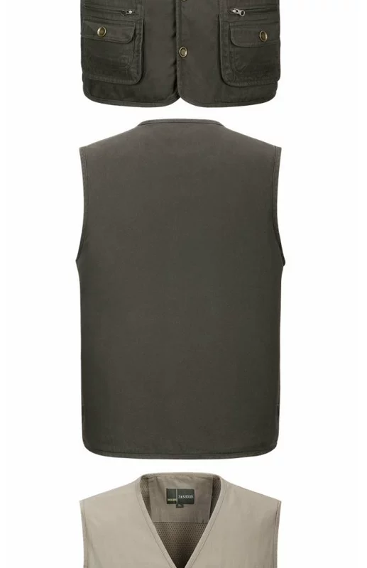 Trung niên xuân và mùa thu ngoài trời nhiều túi nam cotton thoáng khí vest vest vai câu cá phóng viên vest vest