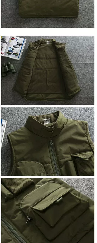 Mùa thu và mùa đông mẫu nam và nữ Hàn Quốc chụp ảnh vest nhiều túi áo chiến thuật áo vest cộng với áo vest nhung ấm áp áo 3 lỗ tập gym