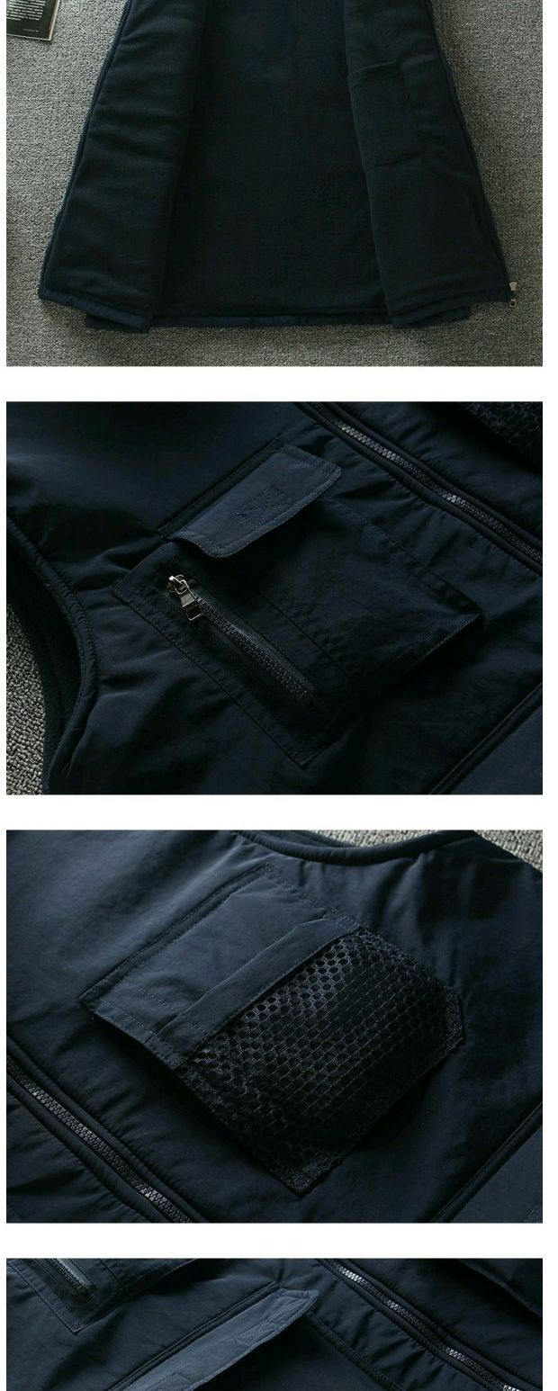 Huấn luyện viên thể hình cá nhân phù hợp với nhiều túi chụp ảnh áo vest cotton áo khoác thủy triều cộng với áo nhung ấm vest khoác nam