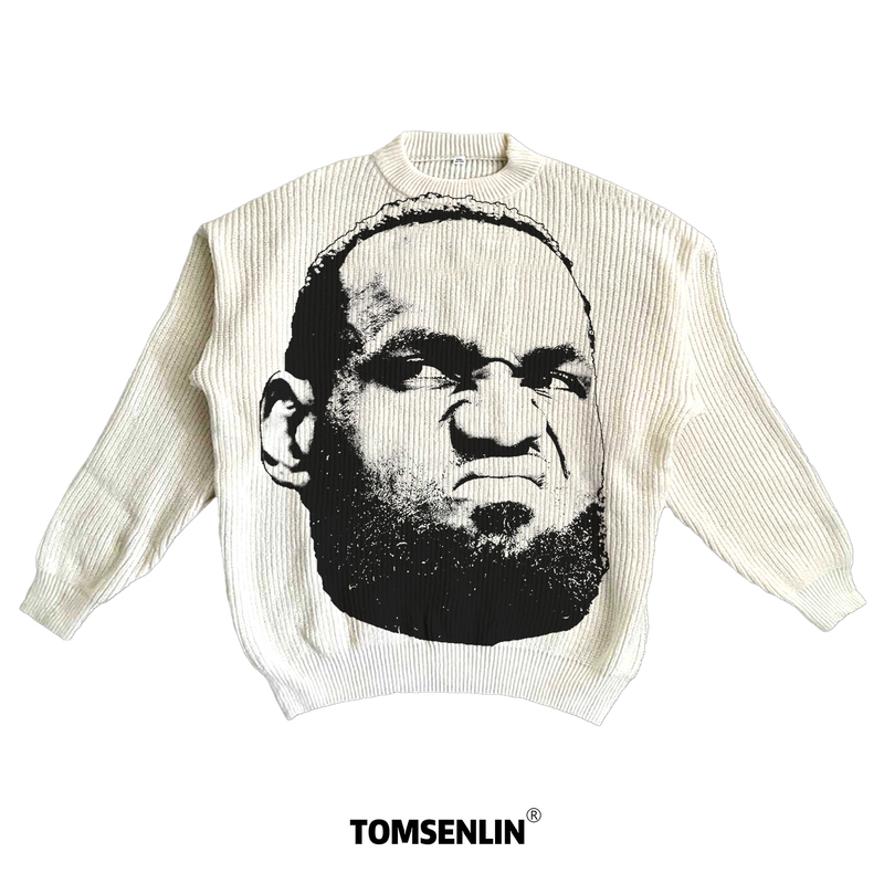 Tomsenlin Autumn/Winter Lebron James Big Head Parody Kangli Print Sweater