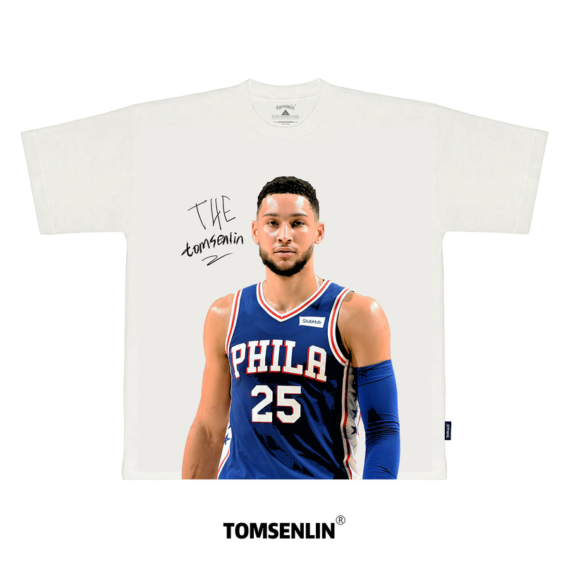 Tomsenlin Original Ben Simmons Style Retro Kangli Printed Short-Sleeved Shirt