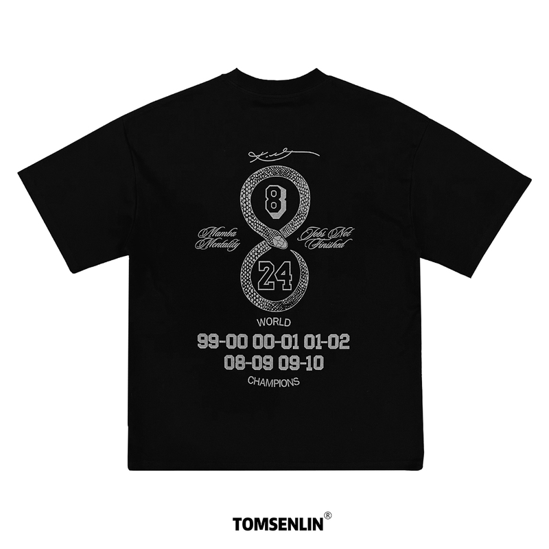 Tomsenlin 2024 Original Kobe Bryant Championship Year Logo Printed Commemorative Short-Sleeve Shirt