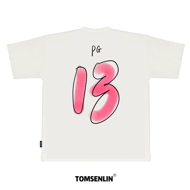 Tomsenlin Original Hand-Painted Lettering Series Paul George No. 13 Kangli Print Retro Short-Sleeve Tomsenlin Original Hand-Painted Lettering Series Paul George No. 13 Kangli Print Retro Short-Sleeve