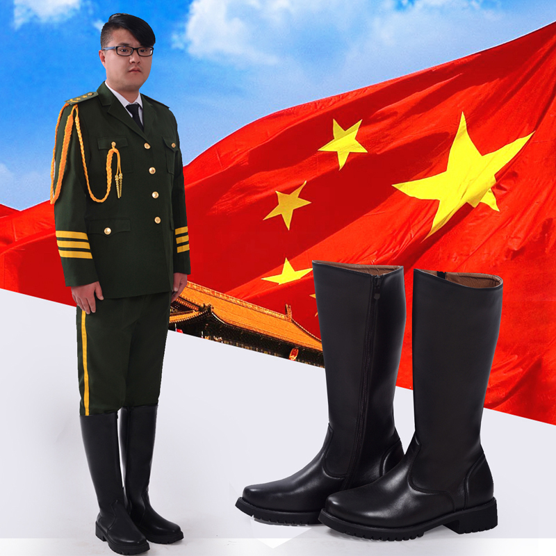 New high-cylinder boots riding boots male and female cotton boots Long cylinder boot students parade boots Boots Equestrian Boots Honor Guard Boots